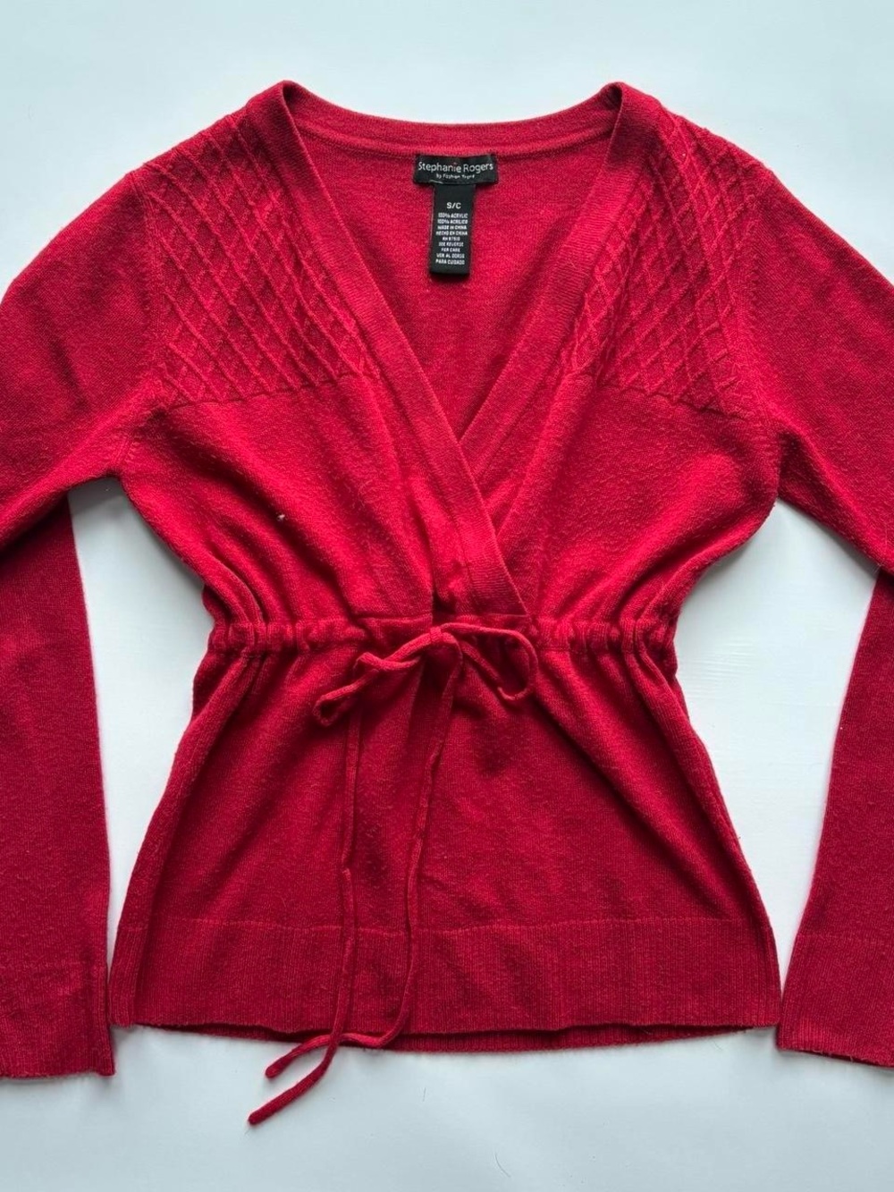 Stephanie Rogers Bright Red Wrap Cardigan with Tie-Waist